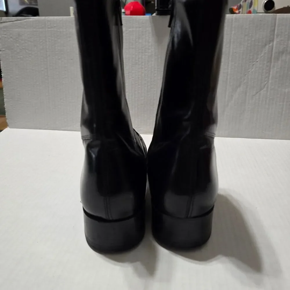 Nunn Bush Men's Black Leather Side Zip Ankle Boots US 8 D Dress Casual